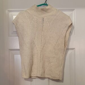 Express Cream Turtleneck Sleeveless Knit Sweater
